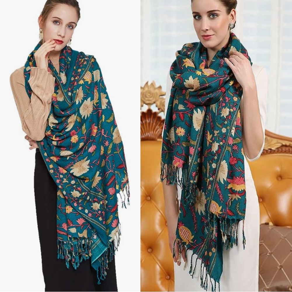 Floral Teal Scarf